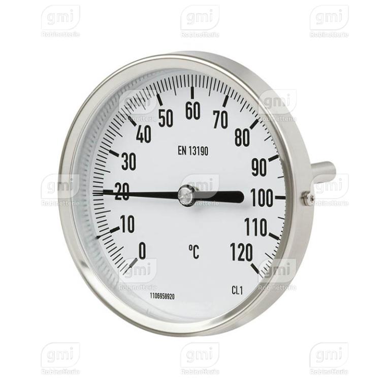 Thermomètre bimétallique Ø100 Axial Tout Inox
