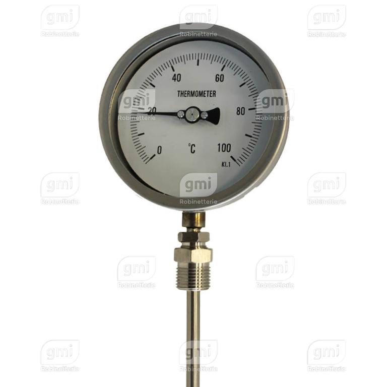 Thermomètre bimétallique Ø150 Vertical Tout Inox